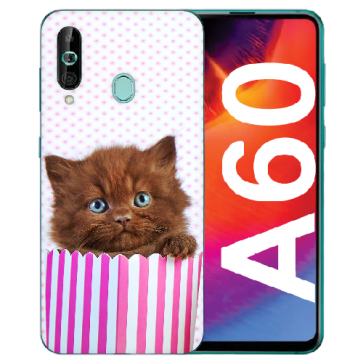 Samsung Galaxy A60 Silikon TPU Hülle mit Fotodruck Kätzchen Braun