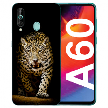 Samsung Galaxy A60 Silikon TPU Hülle mit Fotodruck Leopard beim Jagd