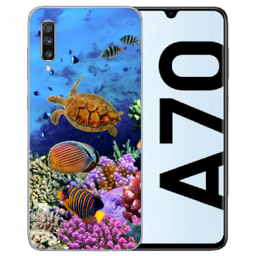 Samsung Galaxy A70 Silikon TPU mit Bilddruck Aquarium Schildkröten