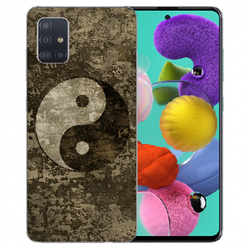 Samsung Galaxy A71 Silikon TPU Hülle mit Yin Yang Fotodruck Etui