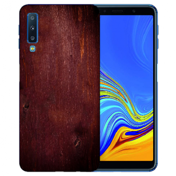 Samsung Galaxy A7 (2018) Silikon Hülle mit Fotodruck Eichenholz -Optik