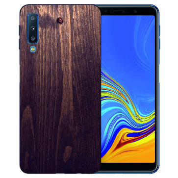 Samsung Galaxy A7 (2018) TPU Hülle mit Fotodruck HolzOptik Dunkelbraun