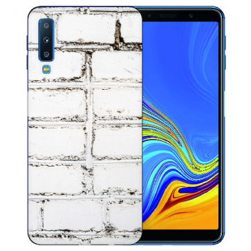 Samsung Galaxy A7 (2018) Silikon TPU Hülle mit Fotodruck Weiße Mauer