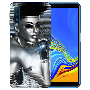 Samsung Galaxy A7 (2018) Silikon TPU Hülle mit Fotodruck Robot Girl