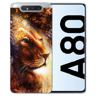 Samsung Galaxy A80 Silikon TPU Hülle mit LöwenKopf Porträt Bilddruck 