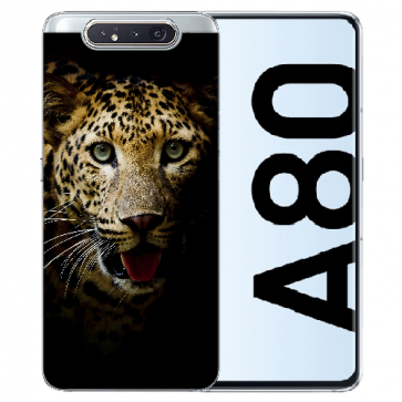 Silikon TPU Schutzhülle für Samsung Galaxy A80 mit Leopard Bilddruck