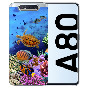 Samsung Galaxy A80 Silikon TPU mit Bilddruck Aquarium Schildkröten