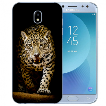 Samsung Galaxy J3 (2017) TPU Hülle mit Fotodruck Leopard beim Jagd