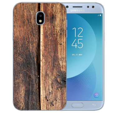 Samsung Galaxy J3 (2017) Silikon Hülle mit Fotodruck HolzOptik