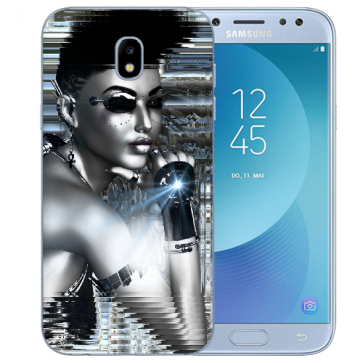 Samsung Galaxy J3 (2017) Silikon TPU Hülle mit Fotodruck Robot Girl