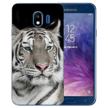 Samsung Galaxy J4 (2018) Silikon TPU Schutzhülle mit Tiger Fotodruck