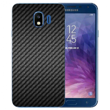 Samsung Galaxy J4 (2018) Silikon TPU Hülle mit Fotodruck Carbon Optik