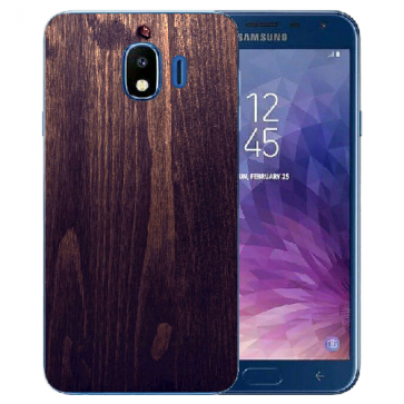 Samsung Galaxy J4 (2018) Silikon Hülle mit Fotodruck HolzOptik Dunkelbraun