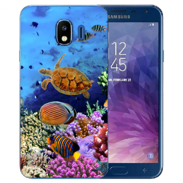 Samsung Galaxy J4 (2018) Silikon Hülle mit Fotodruck Aquarium Schildkröten