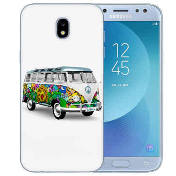 Samsung Galaxy J5 (2017) Silikon Hülle mit Fotodruck Hippie Bus Etui