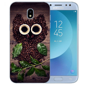 Samsung Galaxy J5 (2017) Silikon Hülle mit Fotodruck Kaffee Eule