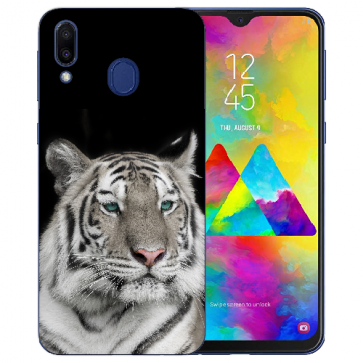 Samsung Galaxy M20 Silikon TPU Schutzhülle mit Tiger Foto Druck