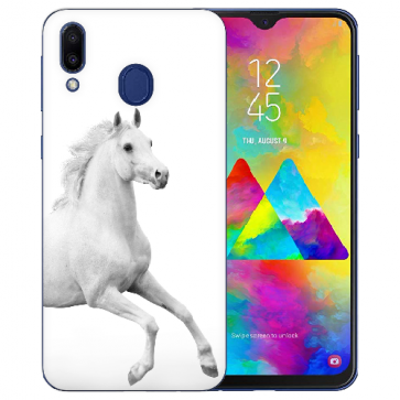 Samsung Galaxy M20 Silikon TPU Schutzhülle mit Pferd Foto Druck