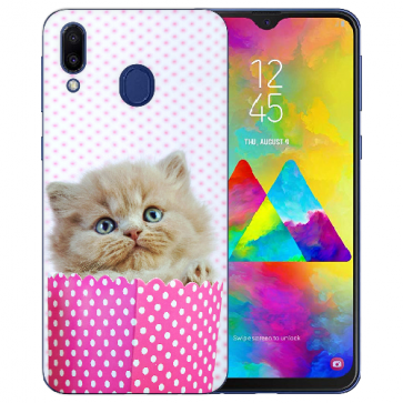 Samsung Galaxy M20 Silikon TPU Hülle mit Bilddruck Kätzchen Baby 