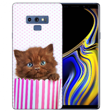 Samsung Galaxy Note 9 Silikon TPU Hülle mit Bilddruck Kätzchen Braun 