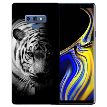 Samsung Galaxy Note 9 Silikon Hülle mit Bilddruck Tiger Schwarz Weiß