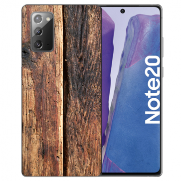 Samsung Galaxy Note 20 TPU Silikon Hülle mit Bilddruck HolzOptik Etui