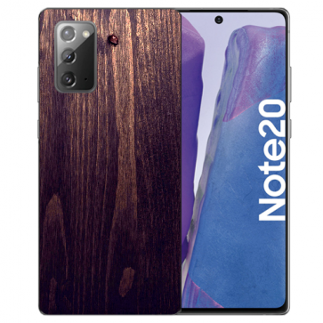 Samsung Galaxy Note 20 TPU Hülle mit Bilddruck HolzOptik Dunkelbraun