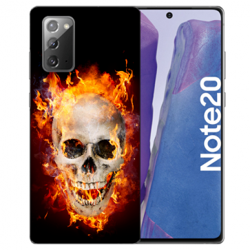 Samsung Galaxy Note 20 TPU Silikon Hülle mit Bilddruck Totenschädel Feuer