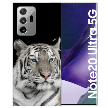 Samsung Galaxy Note 20 Ultra Silikon Schutzhülle mit Tiger Bilddruck Etui