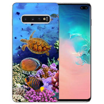 Samsung Galaxy S10 TPU-Silikon Hülle mit Fotodruck Aquarium Schildkröten