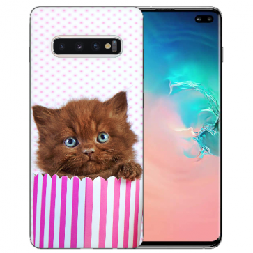 Samsung Galaxy S10 Plus Silikon TPU Hülle mit Fotodruck Kätzchen Braun