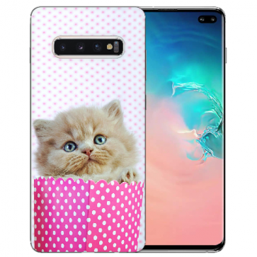 Samsung Galaxy S10 Plus Silikon TPU Hülle mit Fotodruck Kätzchen Baby