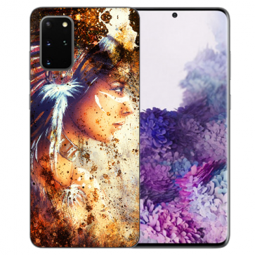 Samsung Galaxy S10 Lite Silikon TPU Hülle mit Indianerin Porträt Fotodruck 