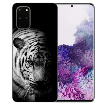 Samsung Galaxy S10 Lite Silikon Hülle mit Tiger Schwarz Weiß Fotodruck 