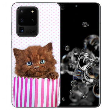 Samsung Galaxy S20 Ultra TPU Silikon Hülle mit Kätzchen Braun Fotodruck 