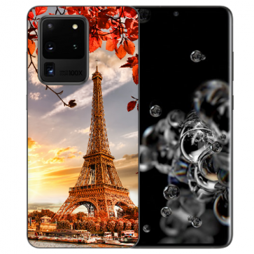 Samsung Galaxy S20 Ultra Silikon Hülle mit Bilddruck Eiffelturm