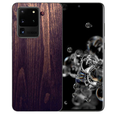 Samsung Galaxy S20 Ultra Silikon TPU Hülle mit HolzOptik Dunkelbraun Fotodruck 