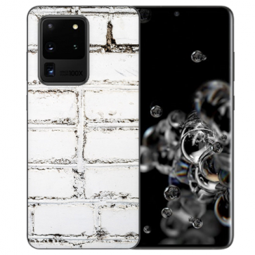 Samsung Galaxy S20 Ultra Silikon TPU Hülle mit Weiße Mauer Fotodruck 