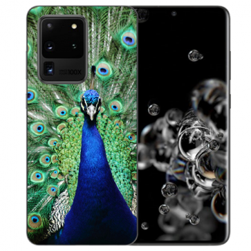 Silikon TPU Hülle mit Pfau Bilddruck für Samsung Galaxy S20 Ultra 