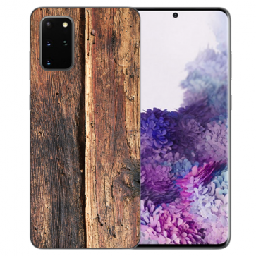 Samsung Galaxy S20 FE TPU Silikon Hülle mit Fotodruck Holzoptik Etui