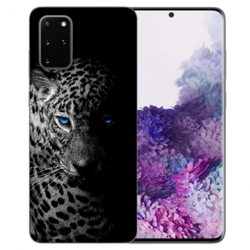 Samsung Galaxy S20 FE TPU Silikon Hülle mit Bilddruck Leopard mit blauen Augen