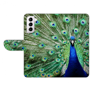 Samsung Galaxy S21 FE Schutzhülle Handy Tasche mit Pfau Fotodruck 