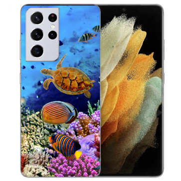Samsung Galaxy S21 Ultra Silikon TPU Hülle mit Bilddruck Aquarium Schildkröten Samsung Galaxy S21 Ultra Silikon TPU Hülle mit Bilddruck Aquarium Schildkröten