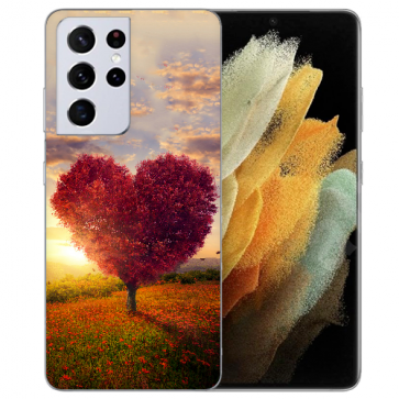 Samsung Galaxy S21 Ultra Silikon TPU Hülle mit Herzbaum Fotodruck 