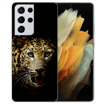 Silikon TPU Hülle mit Fotodruck Leopard für Samsung Galaxy S21 Ultra