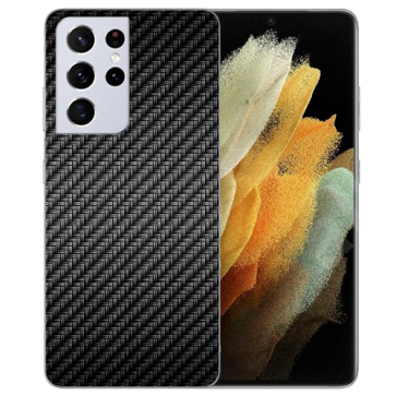 Samsung Galaxy S21 Ultra Silikon TPU Hülle mit Bilddruck Carbon Optik 