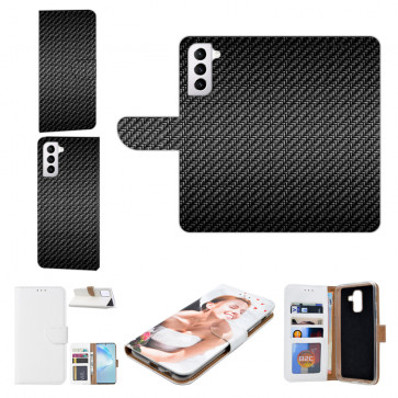 Schutzhülle Flip Cover für Samsung Galaxy S22 Plus (5G) Bilddruck Carbon Optik