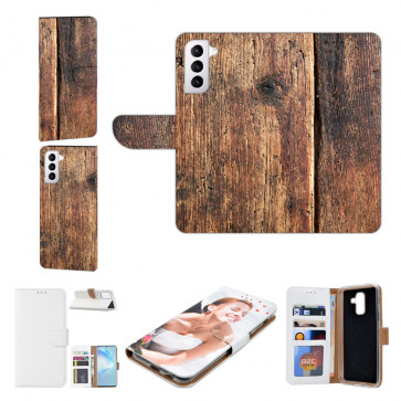 Personalisierte Foto Hülle für Samsung Galaxy S22 (5G) Bilddruck Holzoptik