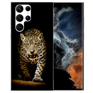 TPU Cover Case für Samsung Galaxy S22 Ultra (5G) Bilddruck Leopard bei der Jagd