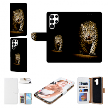 Handyhülle mit Bilddruck Leopard bei der Jagd für Samsung Galaxy S23 Ultra (5G) 